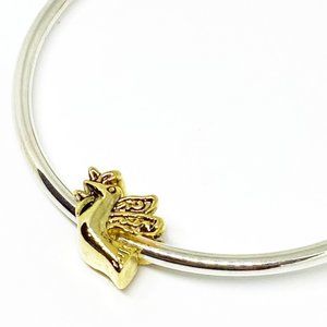 Pugster Christmas Peace Dove Bird with Crystals Gold Plate Charm - Fits Pandora